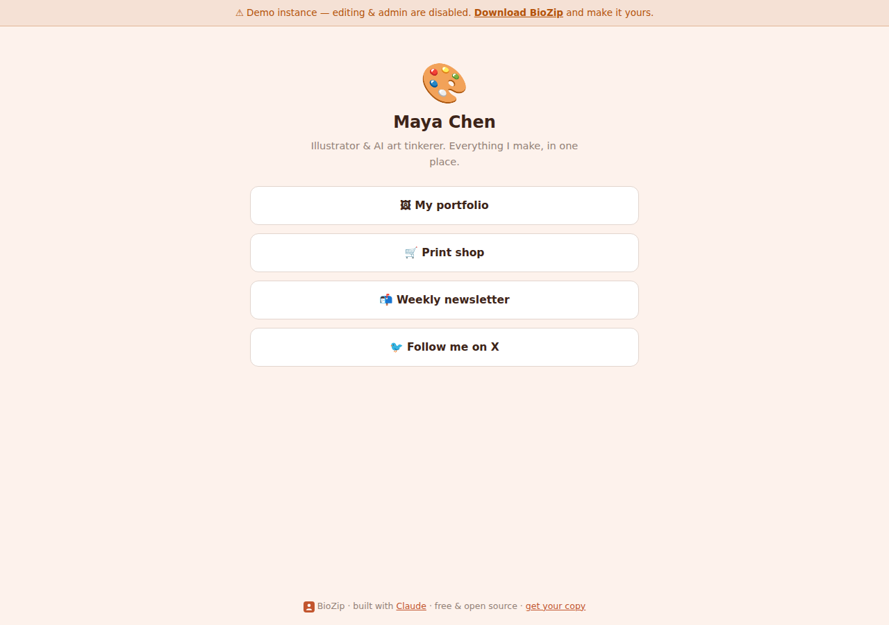 Free Link in Bio PHP Script — Linktree Alternative — screenshot