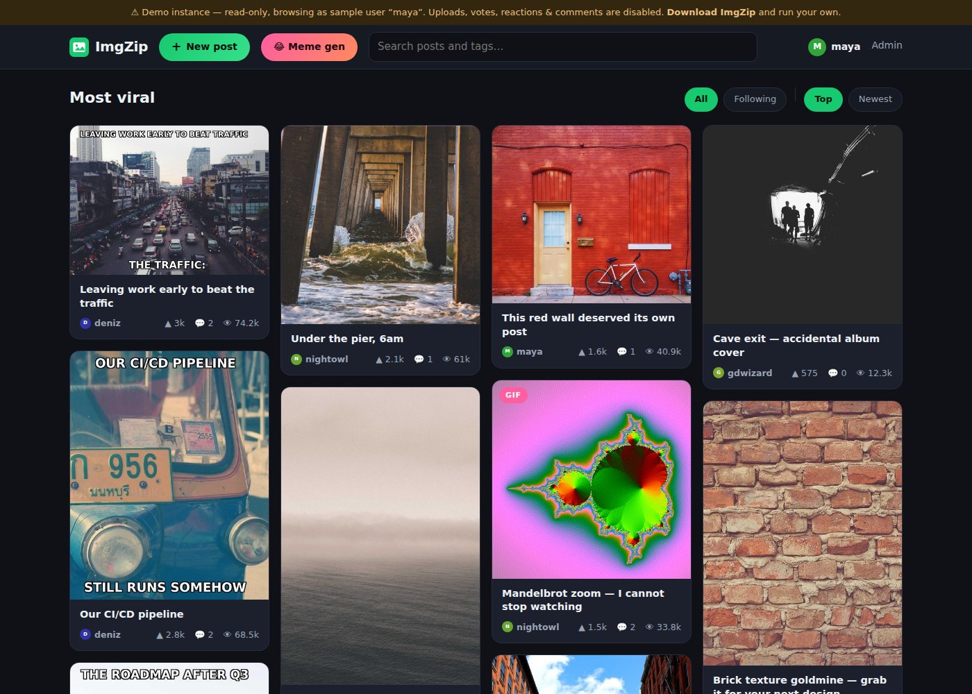 Free Image Hosting PHP Script — Imgur-Style Community — screenshot