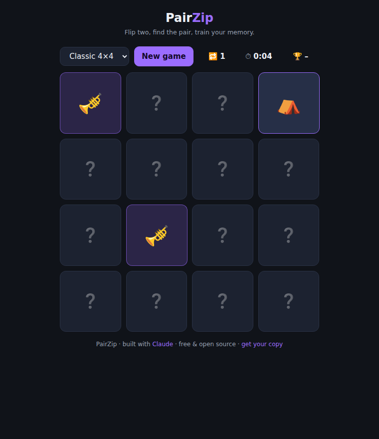 Free Memory Matching Game — HTML5, Kids & Adults — screenshot