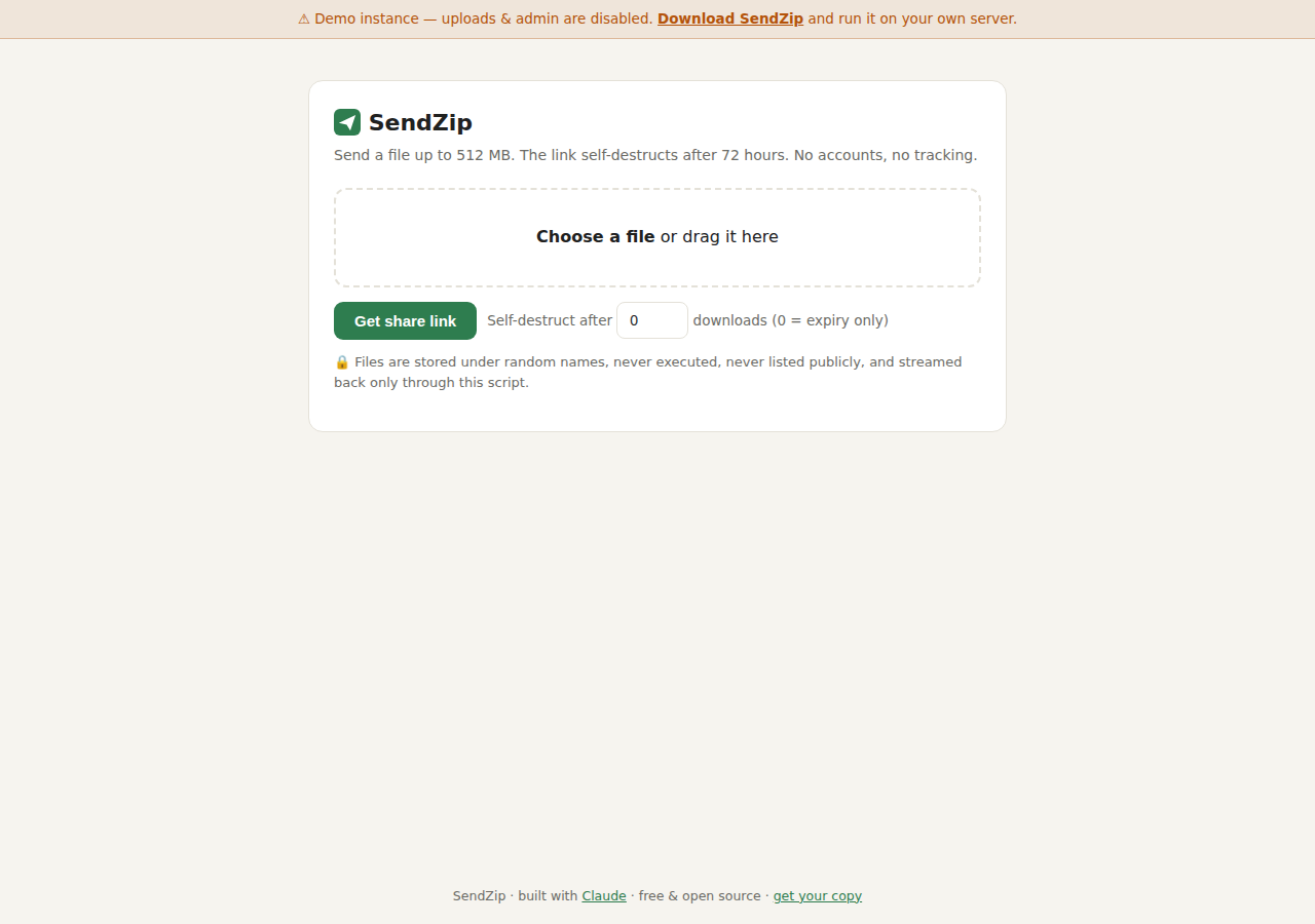 Free File Sharing PHP Script — WeTransfer Alternative — screenshot