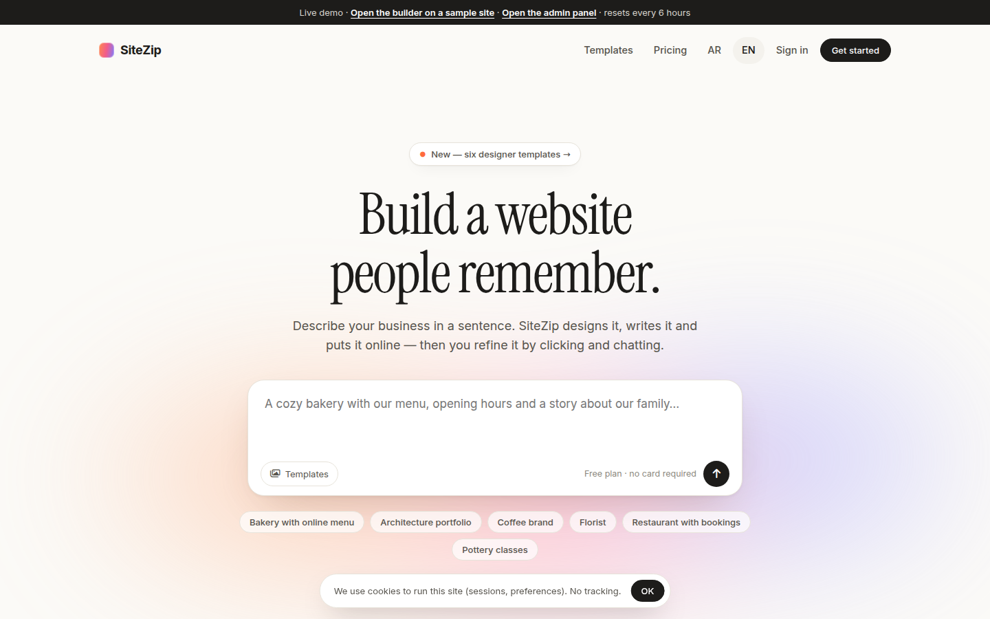 AI Website Builder SaaS PHP Script — Free Download (SiteZip) — screenshot