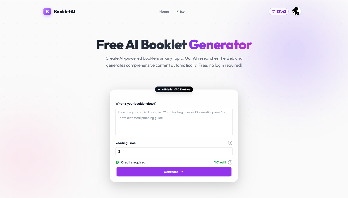Booklet AI screenshot