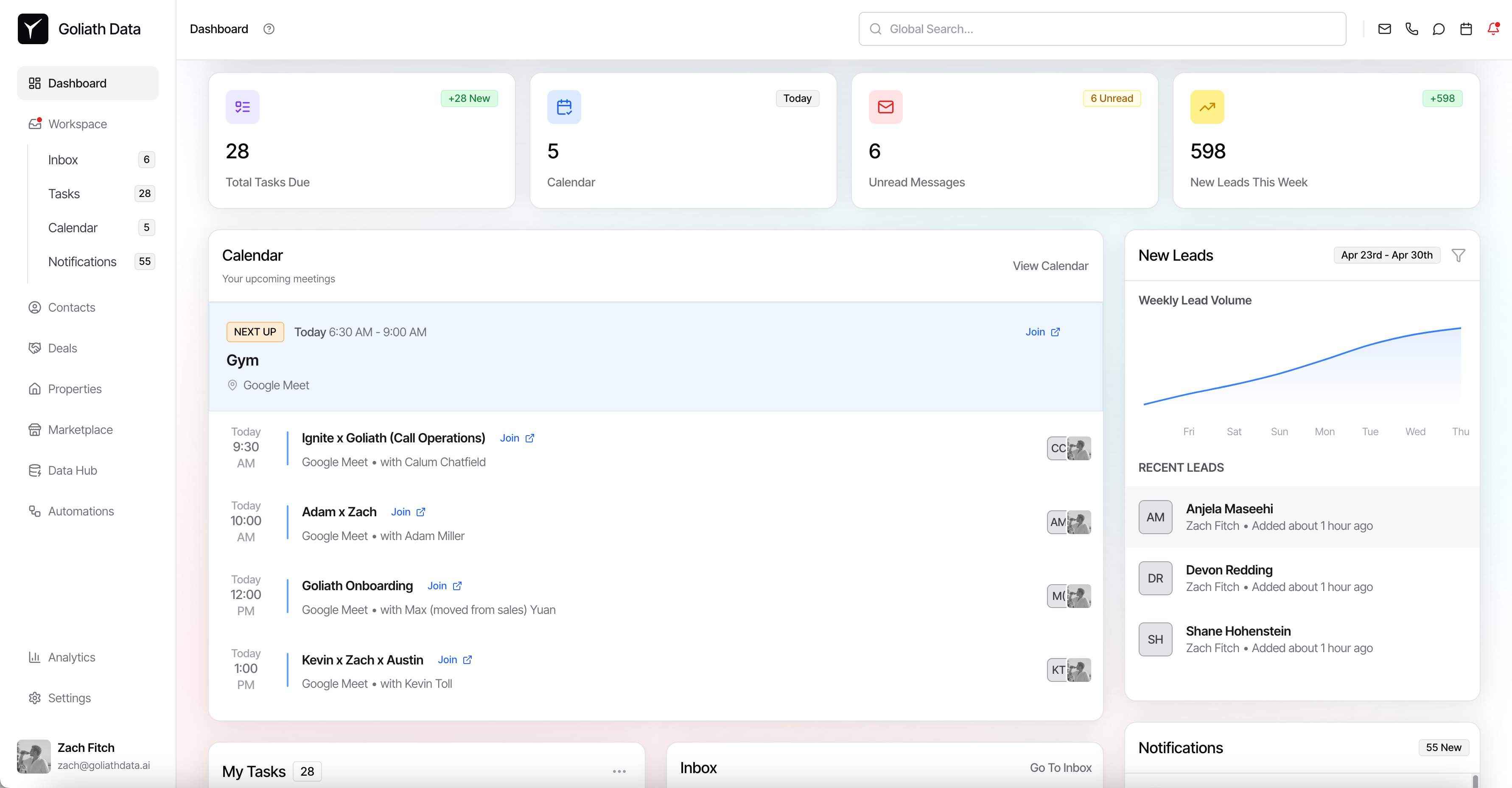 Goliath Data Real Estate CRM screenshot