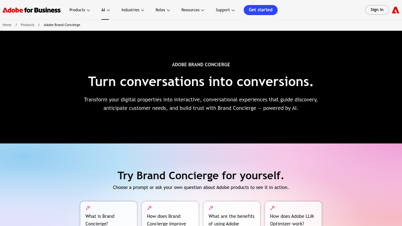 Adobe Brand Concierge screenshot