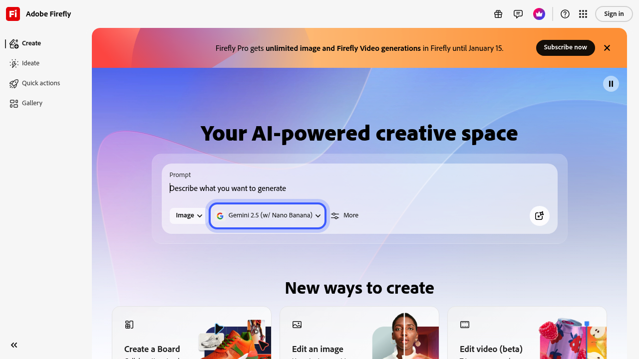 Adobe Firefly screenshot