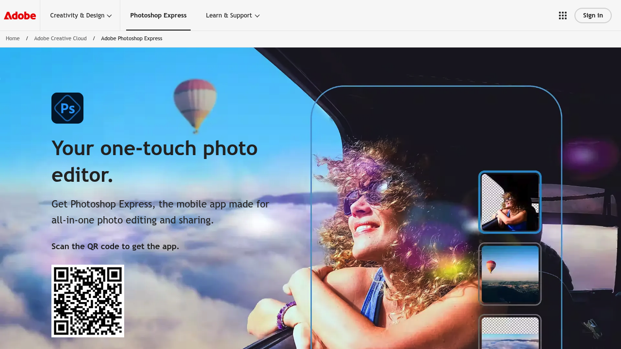 Adobe Photoshop Express screenshot