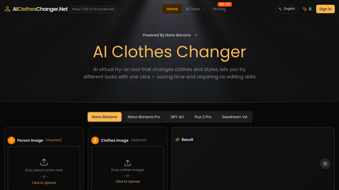 AI Clothes Changer.net screenshot