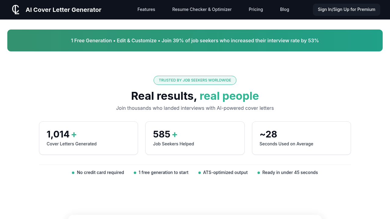 AI Cover Letter Generator screenshot