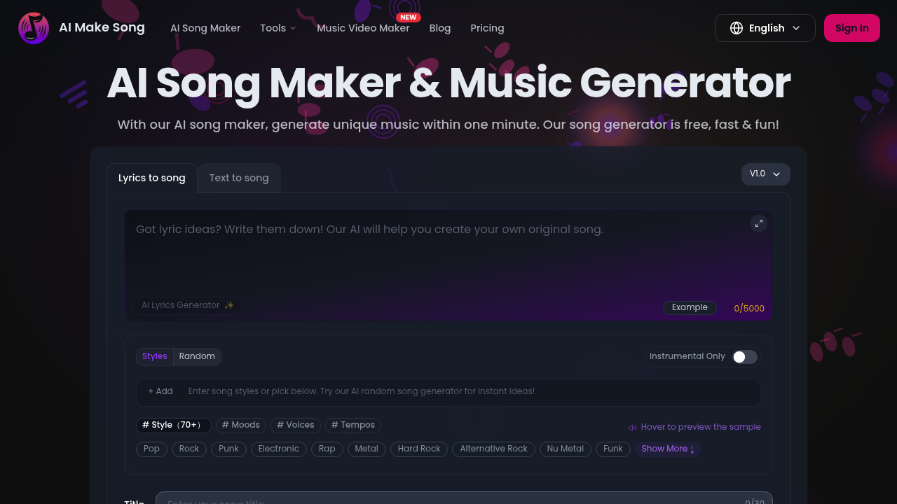 AI Make Song.com screenshot