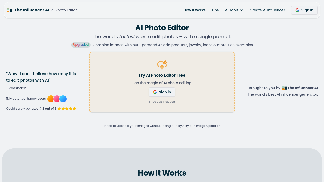 AI Photo Editor by The Influencer AI screenshot