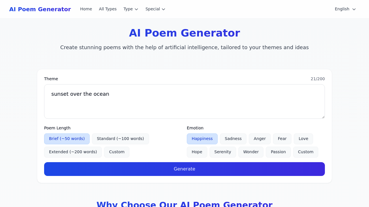 AI Poem Generator screenshot