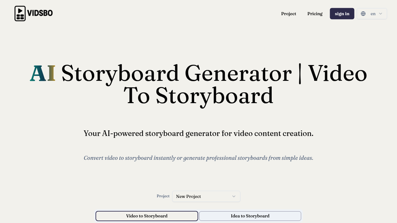 VidSbo - AI Storyboard Generator screenshot
