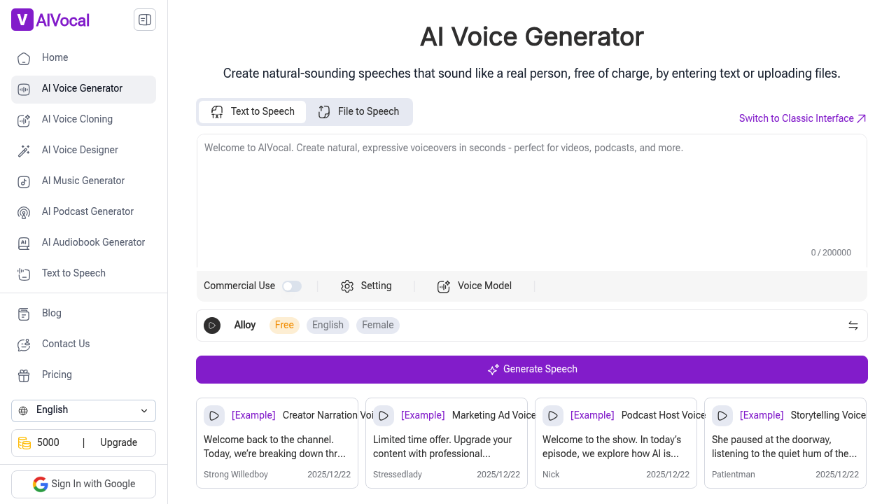 AI Voice Generator by AIVocal screenshot