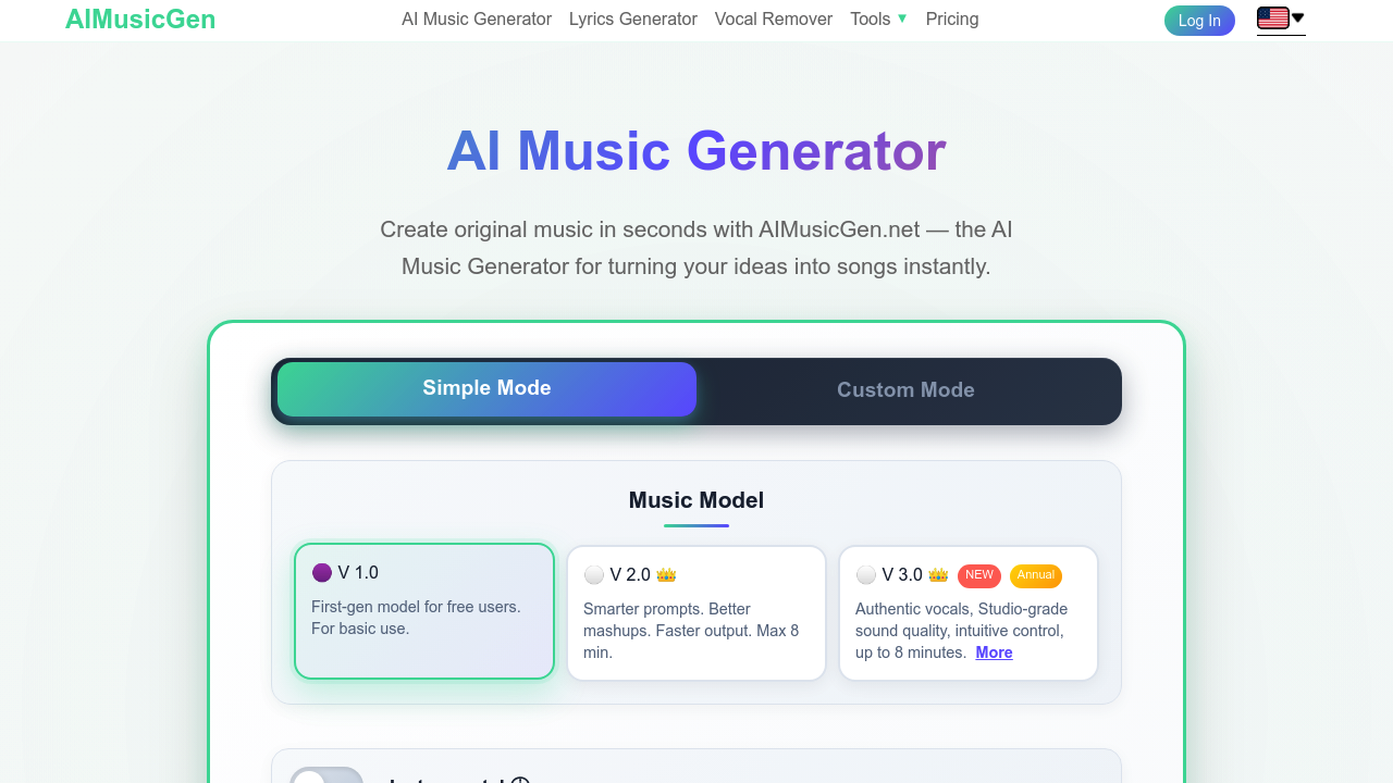 AIMusicGen.net screenshot