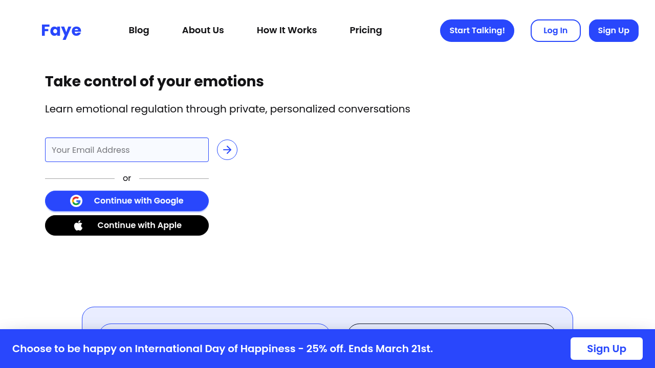 Faye - AI for Emotional Regulation screenshot