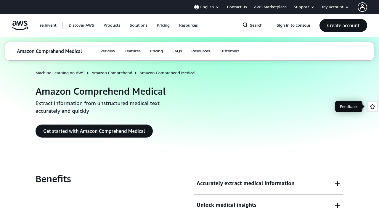 Amazon Comprehend Medical screenshot