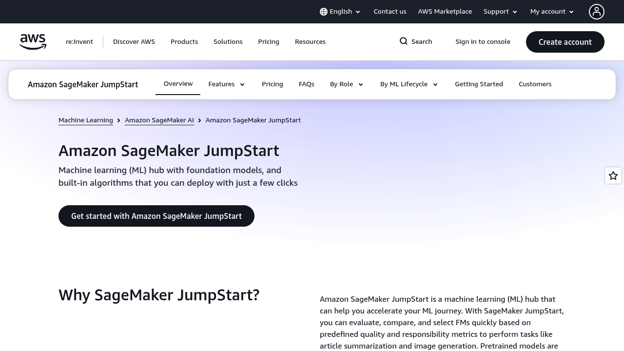 Amazon SageMaker JumpStart screenshot