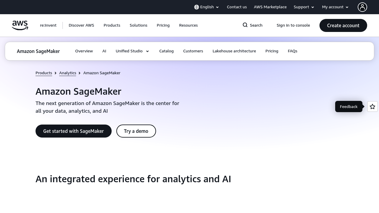 Amazon SageMaker screenshot