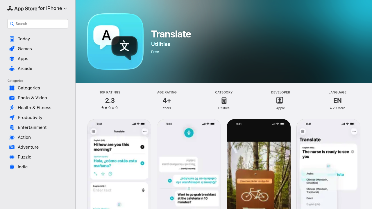 Apple Translate screenshot