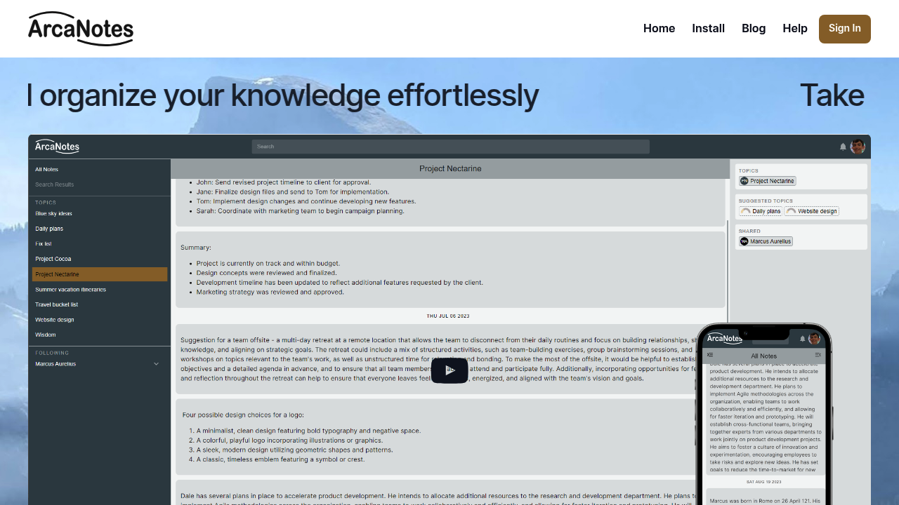 ArcaNotes screenshot