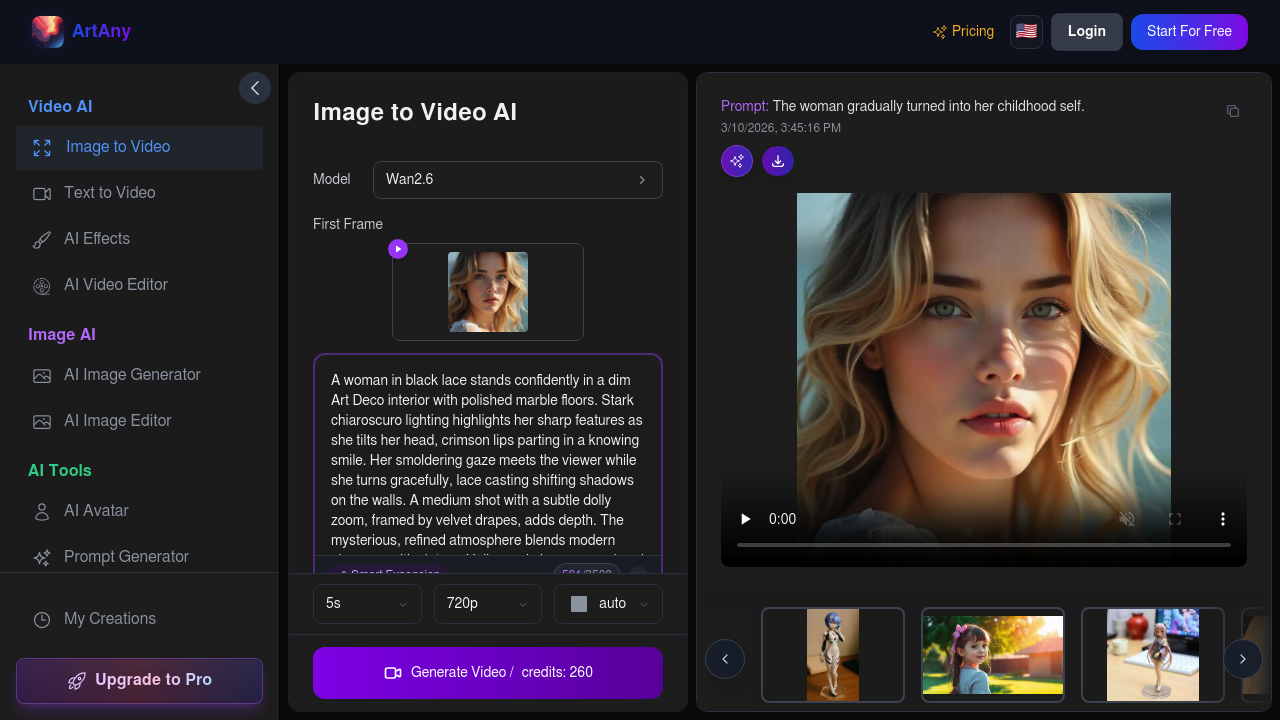 ArtAny AI's Image to Video screenshot