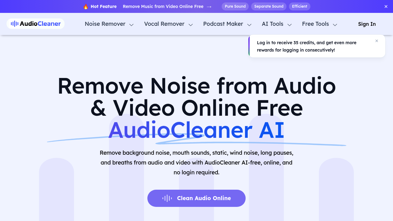 Free AI Audio Cleaner Online screenshot