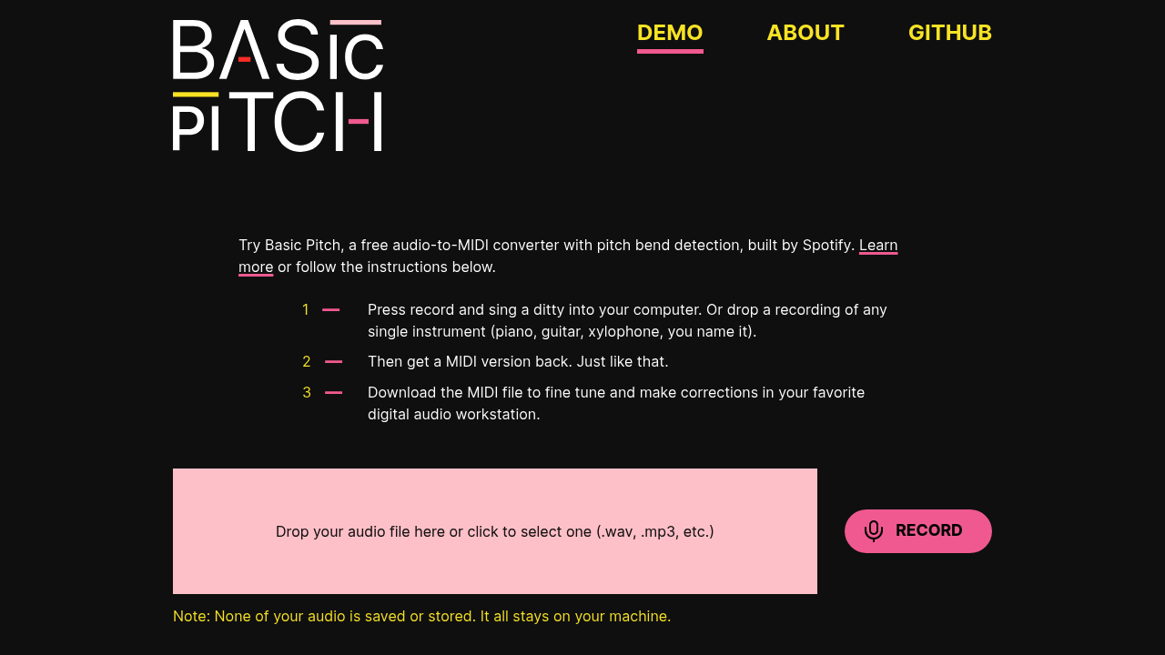 Basic Pitch screenshot