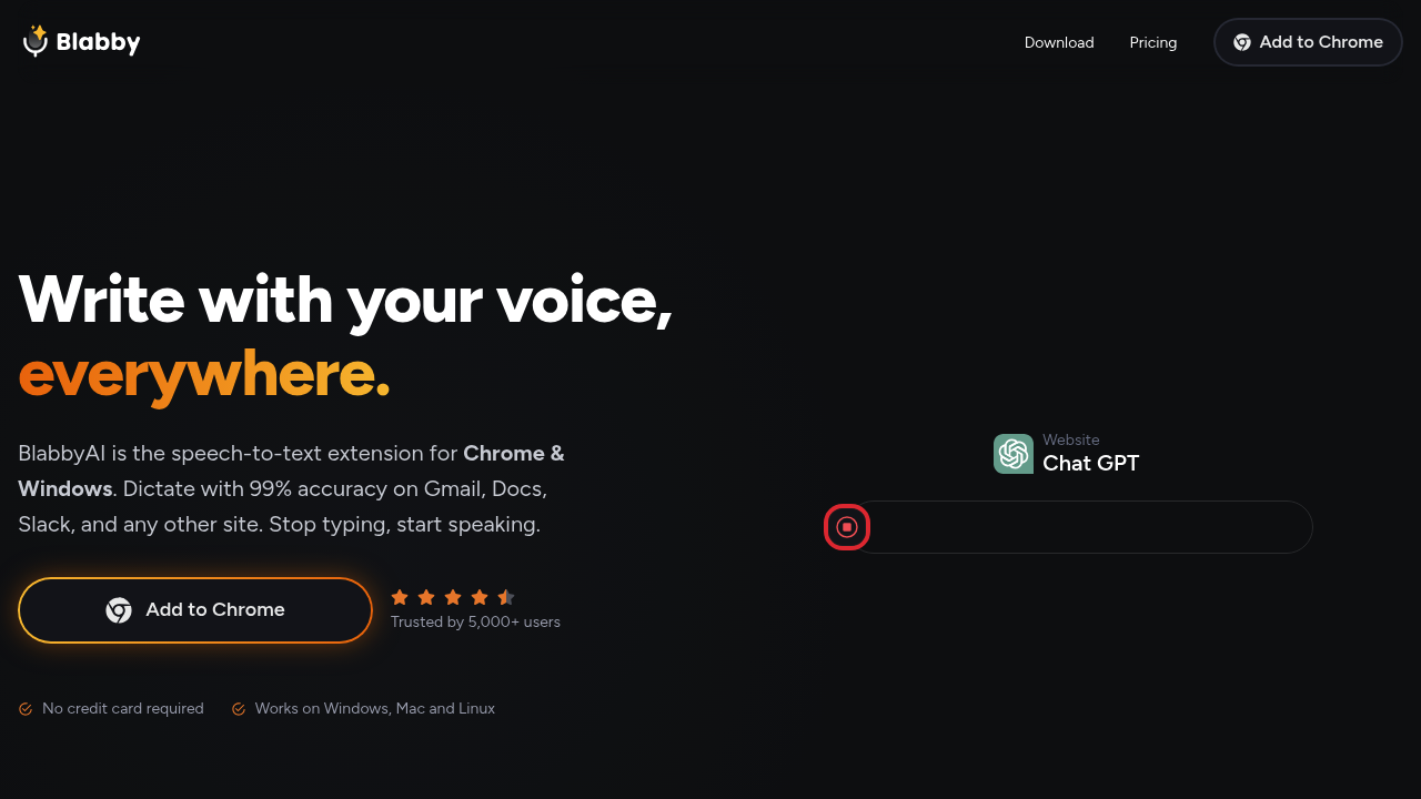 BlabbyAI Speech to Text screenshot