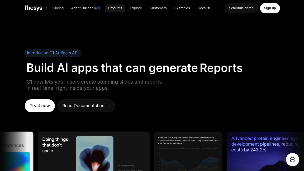 C1 Artifacts API - Thesys screenshot