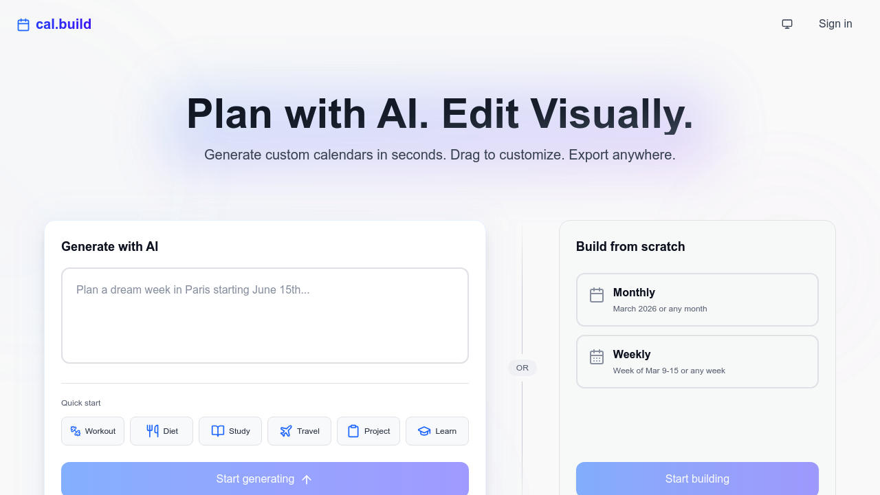 Cal.build screenshot