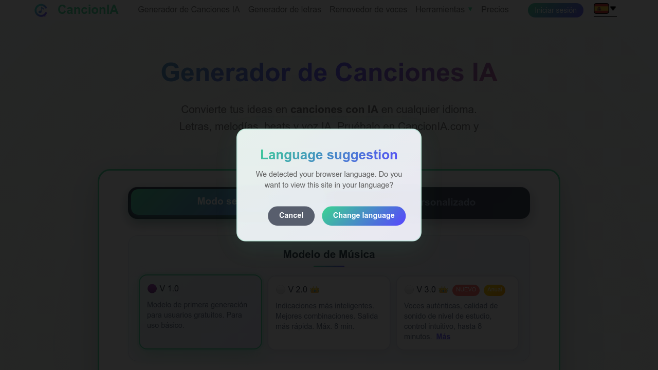 CancionIA.com screenshot