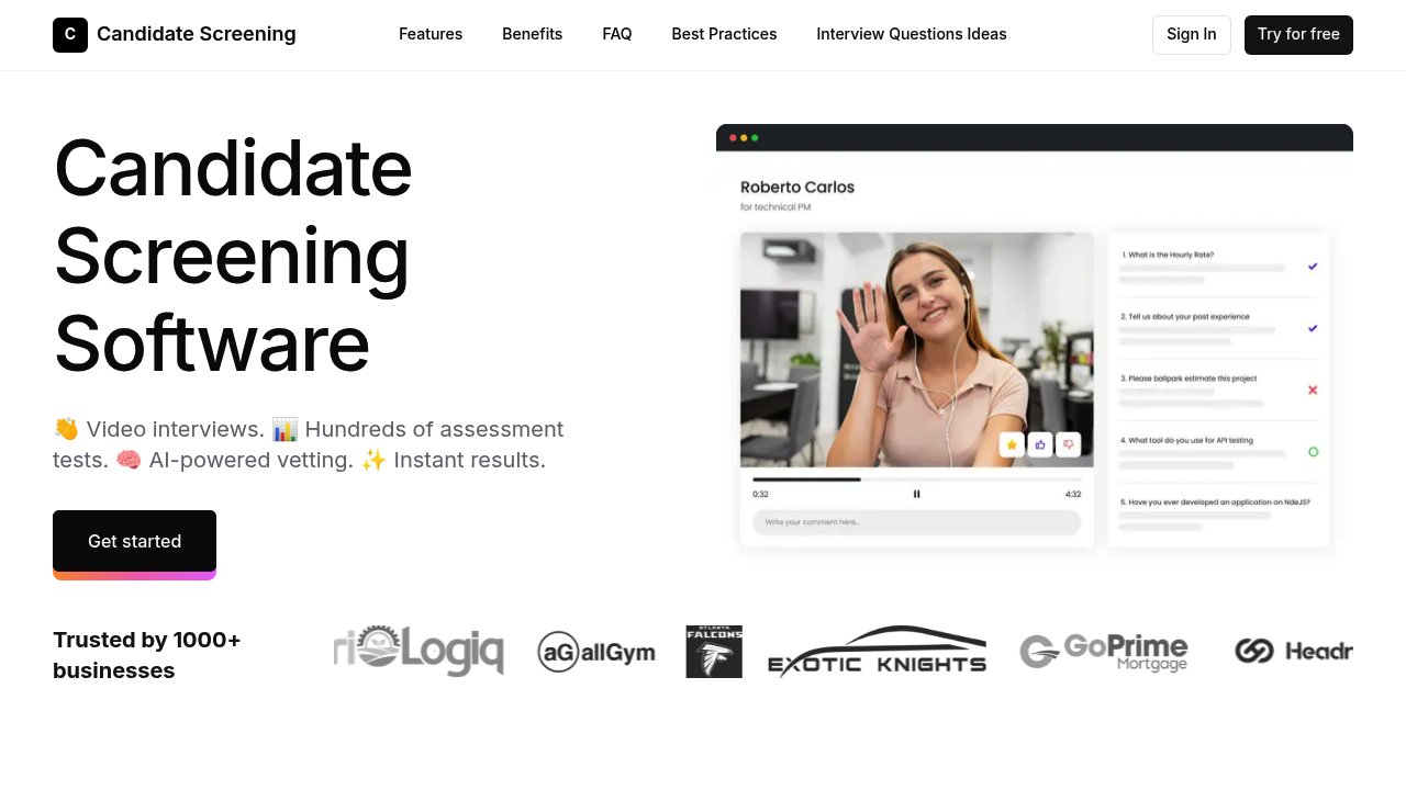 Candidate Screening - AI-Powered Hiring & Assessment Platform screenshot