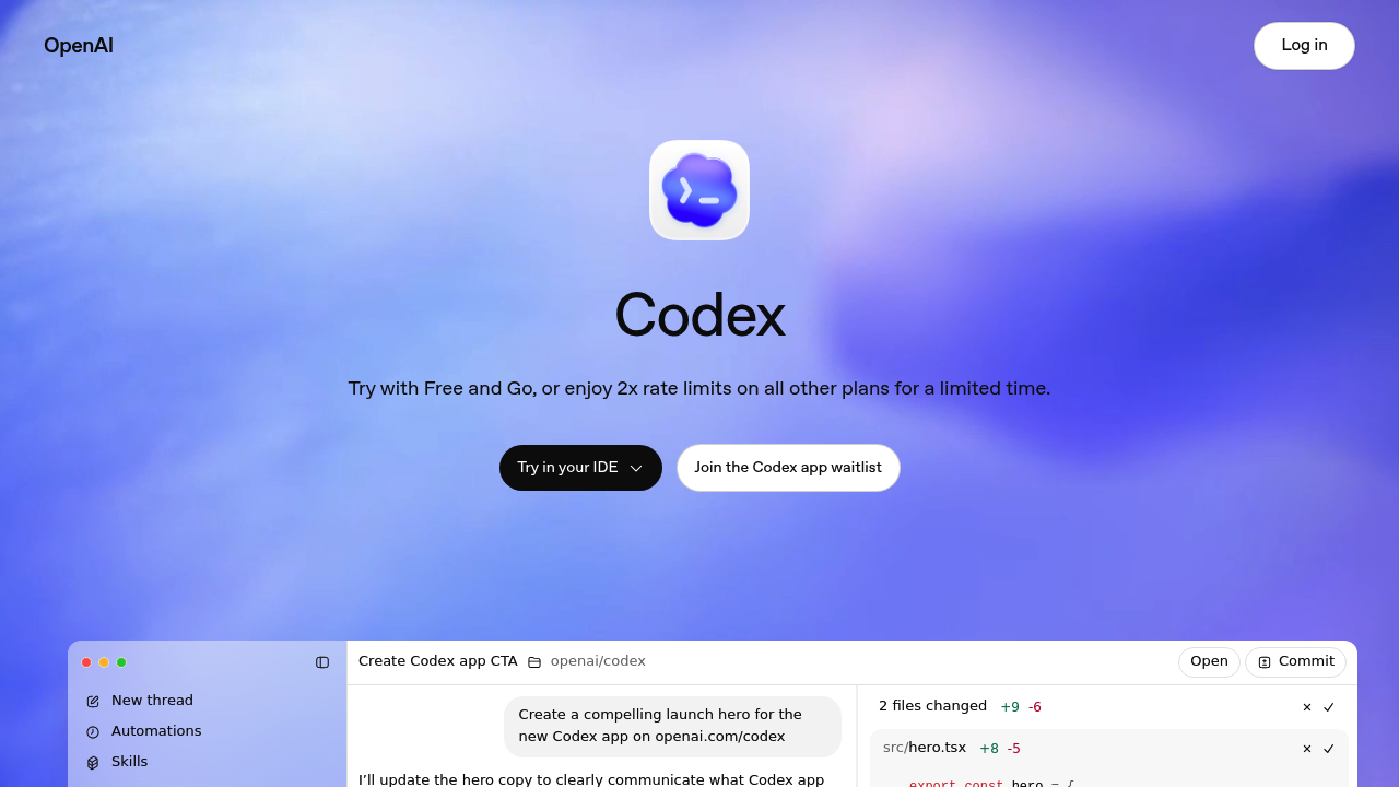 ChatGPT Codex screenshot