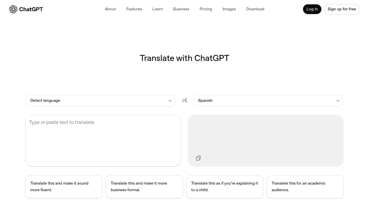 ChatGPT Translate screenshot