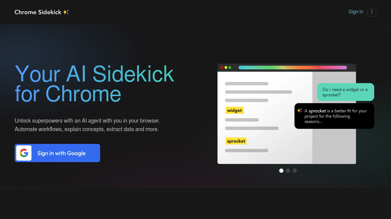 Chrome Sidekick screenshot