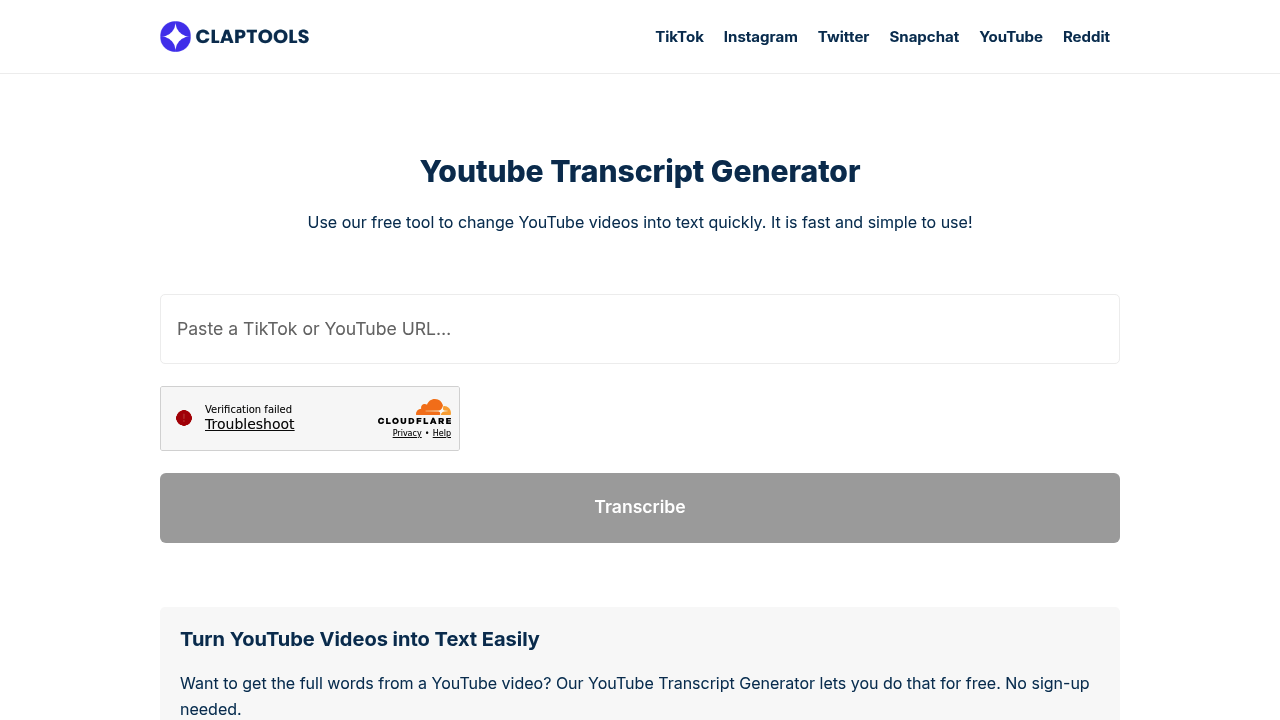 Claptools Free Youtube Transcriptor screenshot