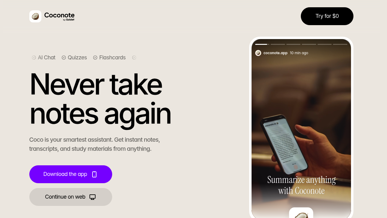 Coconote screenshot