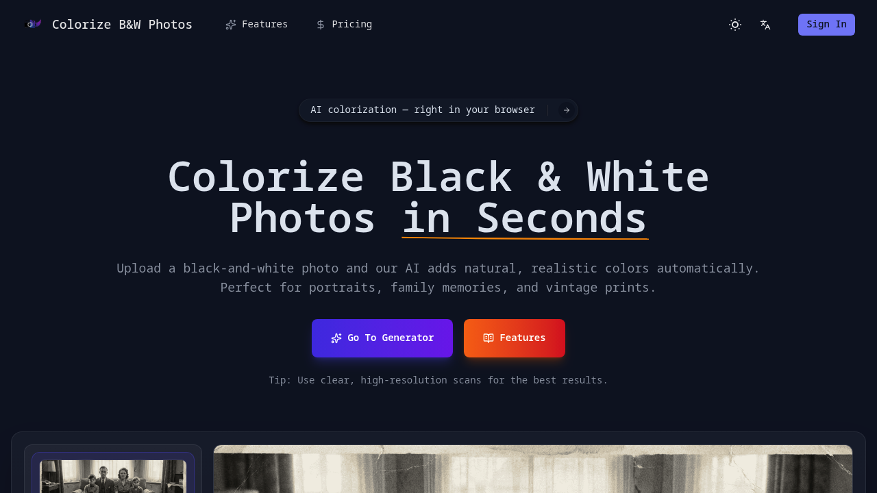 Colorize Black and White Photos screenshot