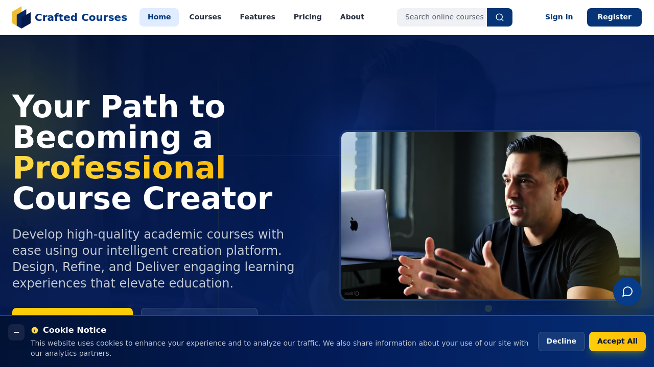 CraftedCourses.io screenshot