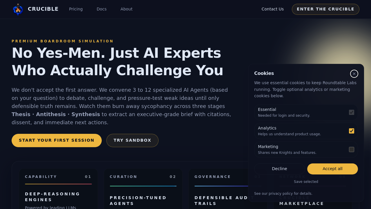 Crucible AI Braintrust screenshot