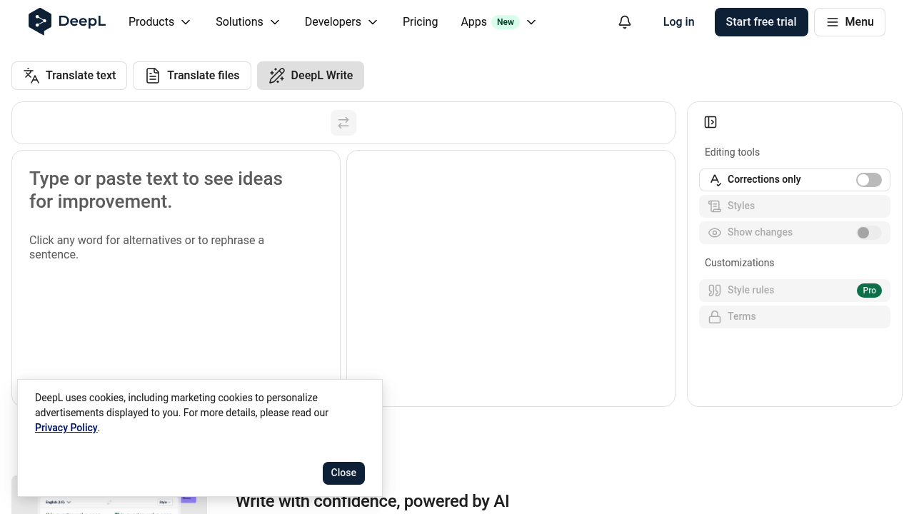 DeepL Write screenshot