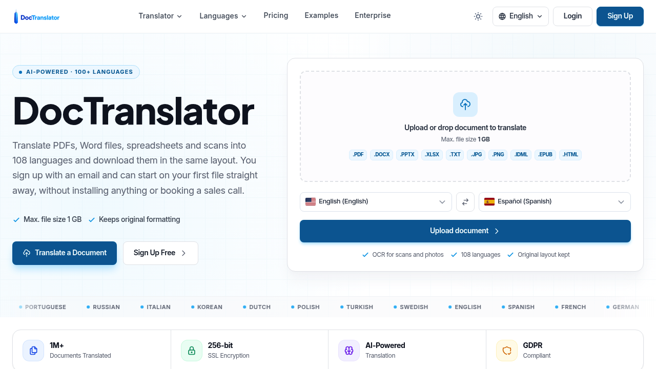 DocTranslator screenshot