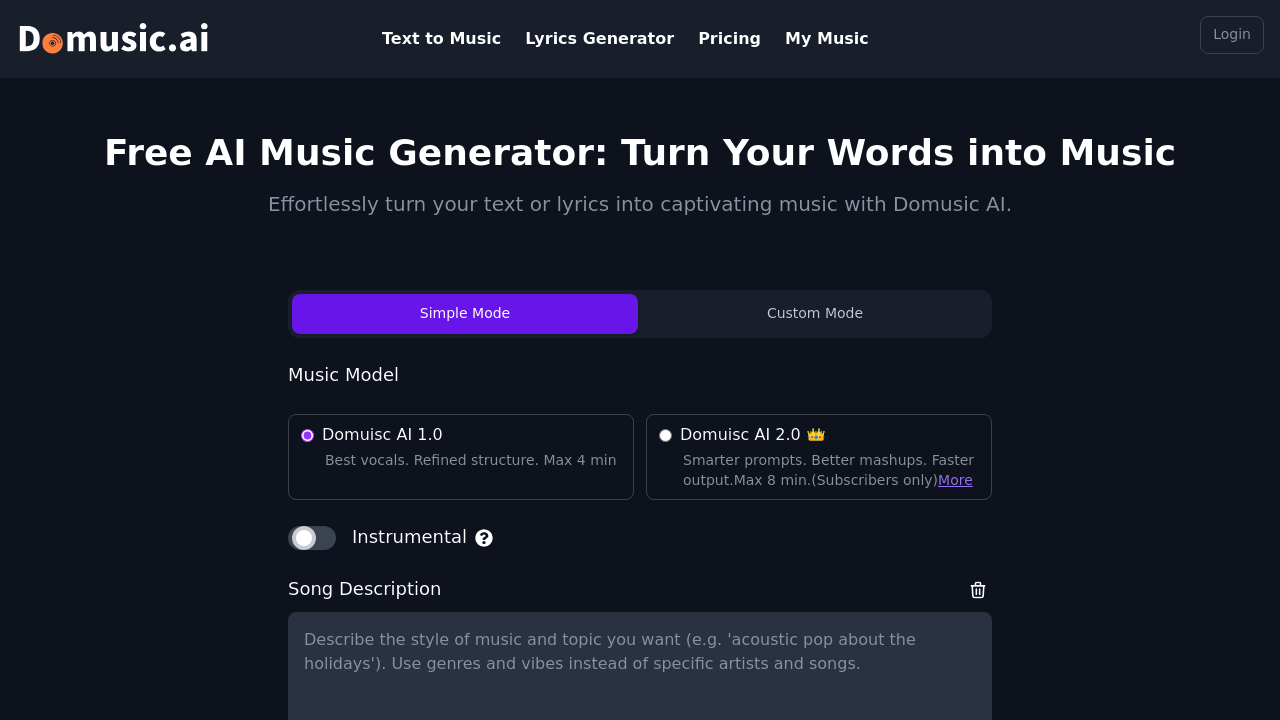 Domusic.ai screenshot
