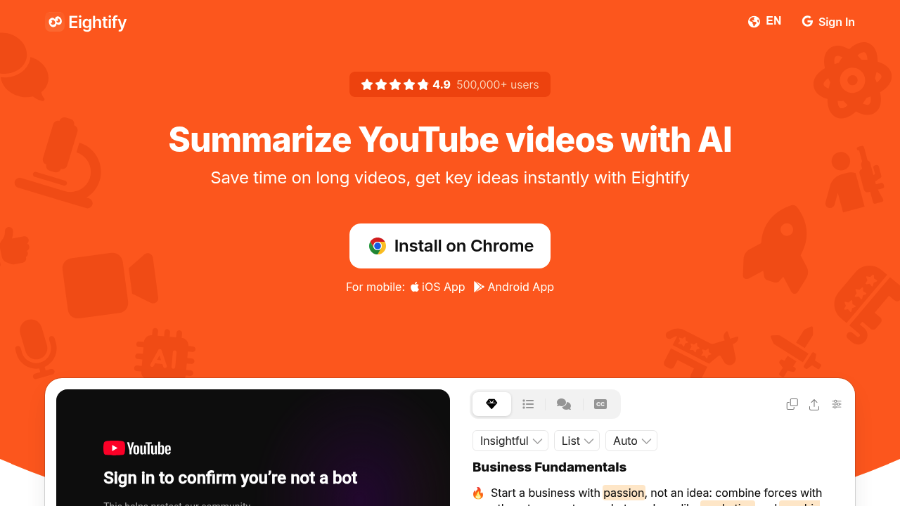 Eightify screenshot