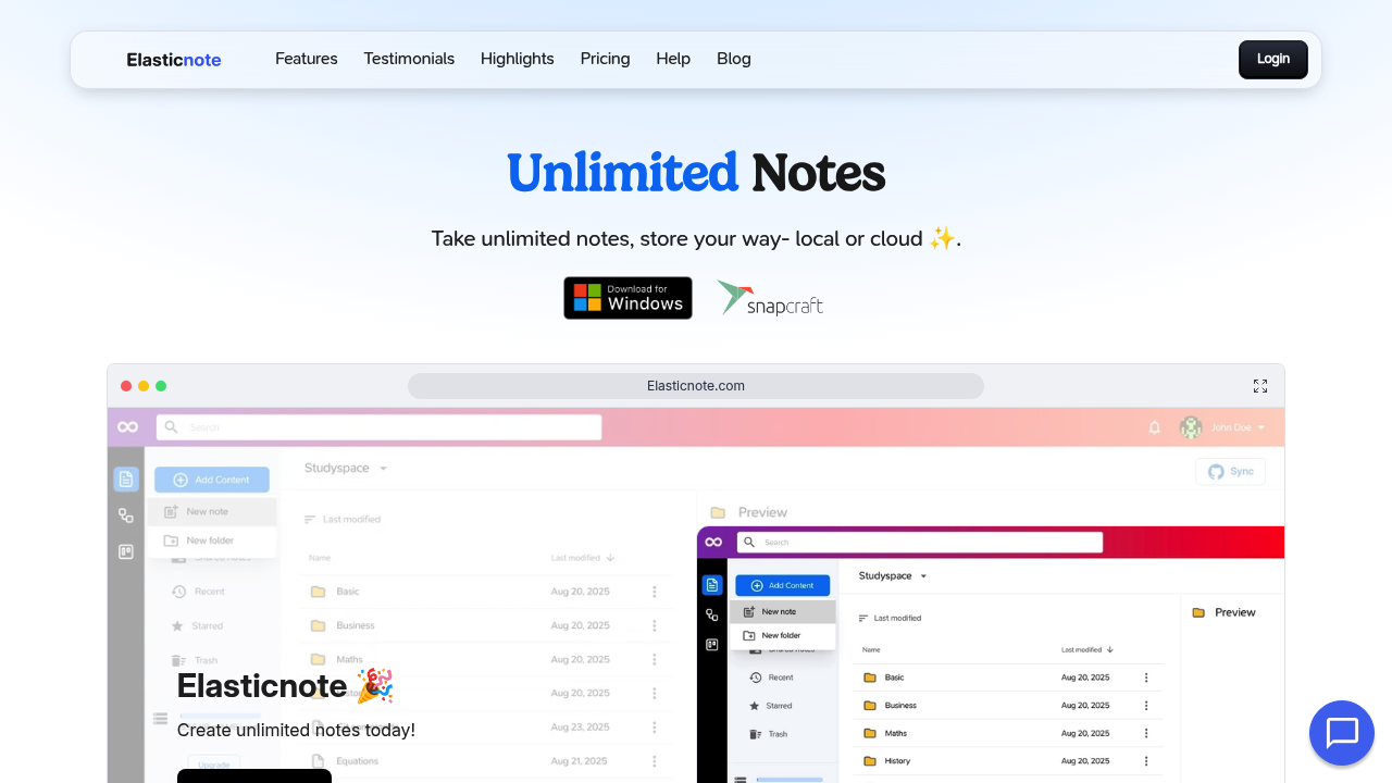 Elasticnote screenshot