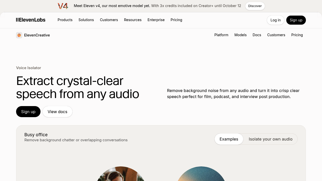 ElevenLabs Voice Isolator screenshot