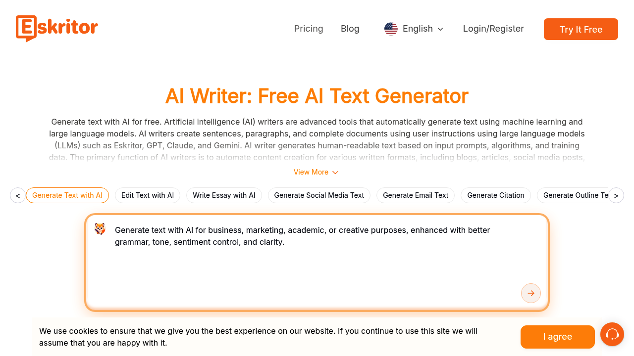 Eskritor AI Writer screenshot