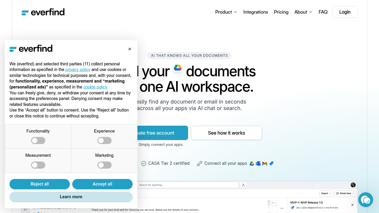 everfind | AI workspace screenshot