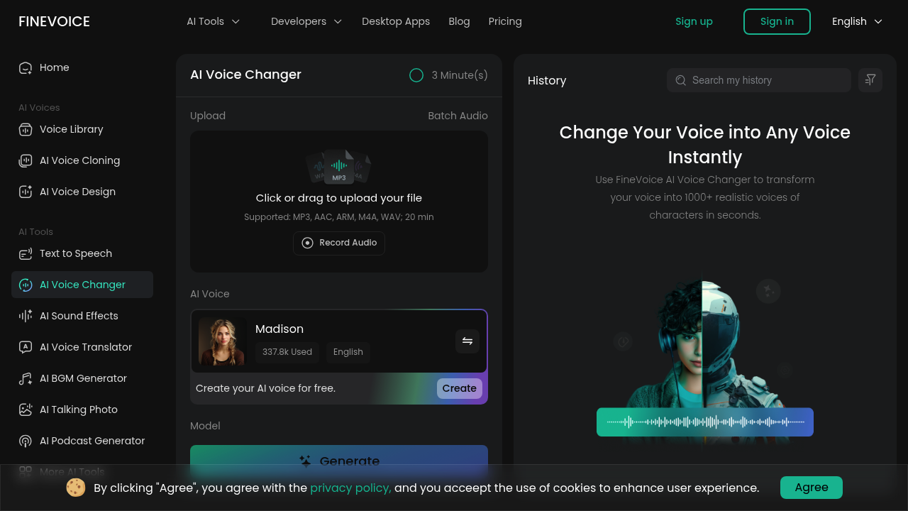 FineVoice AI Voice Changer screenshot