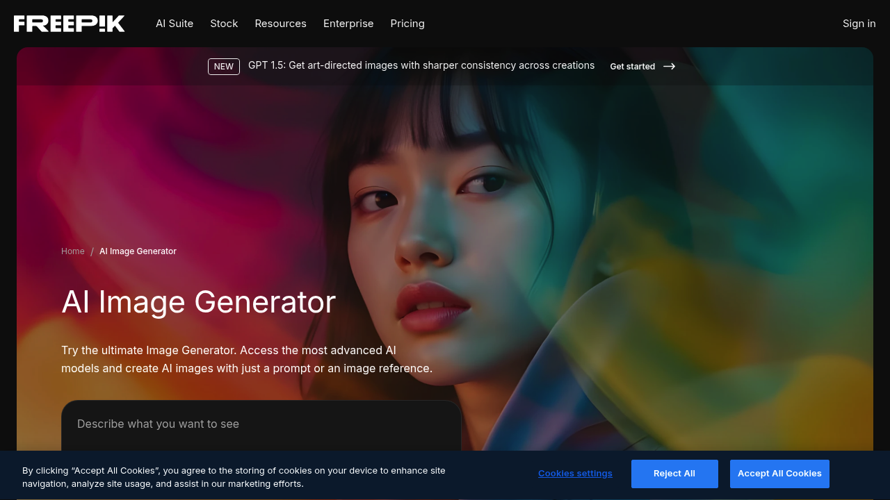 Freepik AI Image Generator screenshot